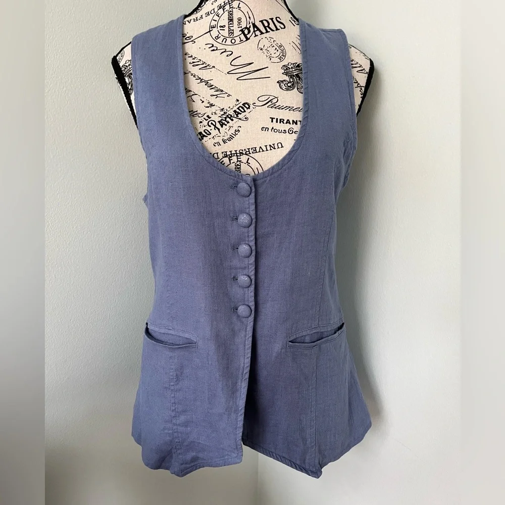 Free People Chic Blue Button-Front Top - Picture 6 of 12